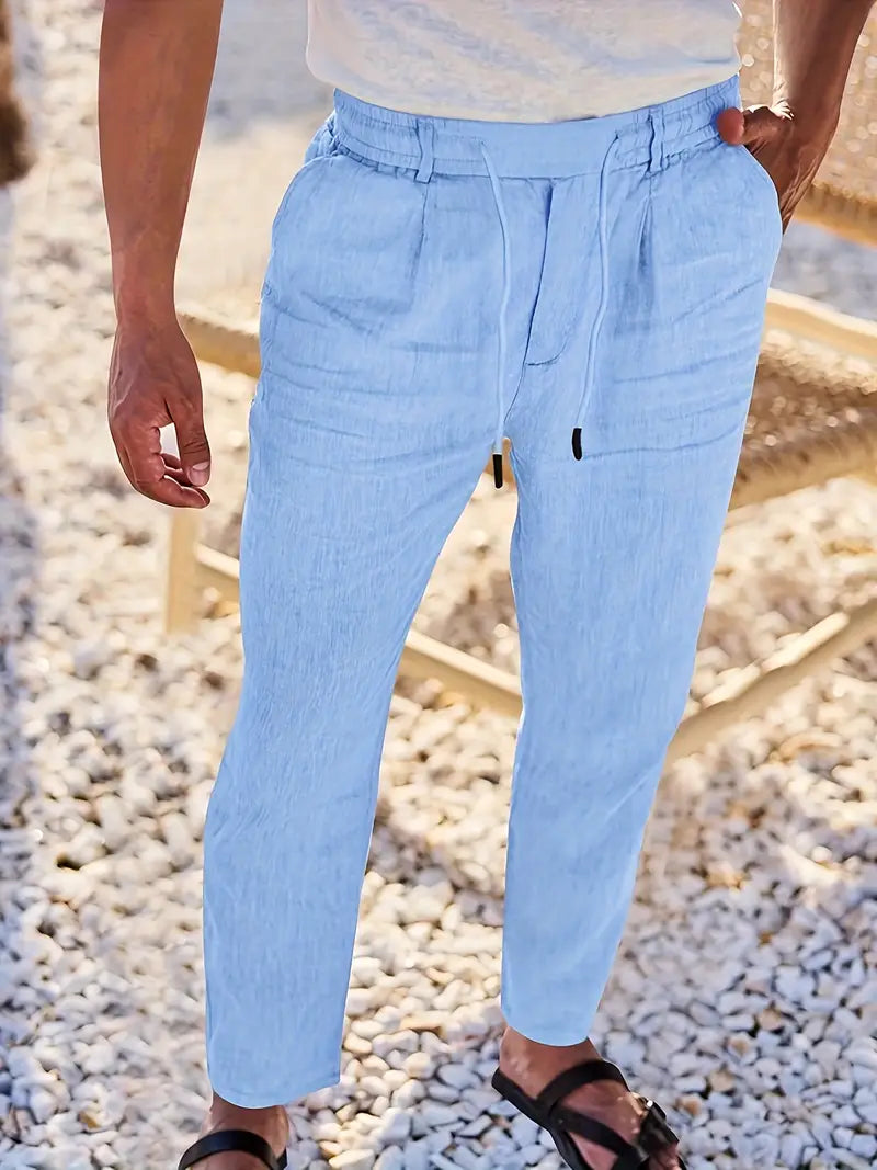 Aurelio | Pantaloni Larghi in Lino con Corda